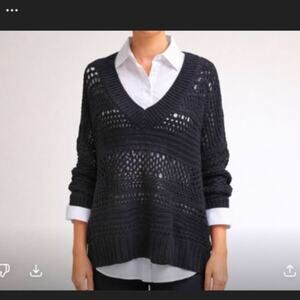 NWT Universal Thread Women’s Black Open Knit V-Neck Sweater XL Layering